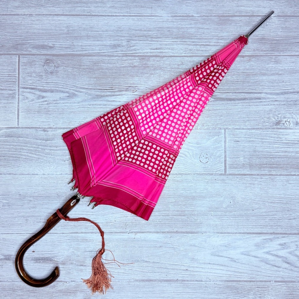 Vintage Victorian Parasol Umbrella French Parasol lucite removable handle pink
